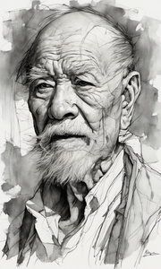 Старик, рисунок пером и чернилами